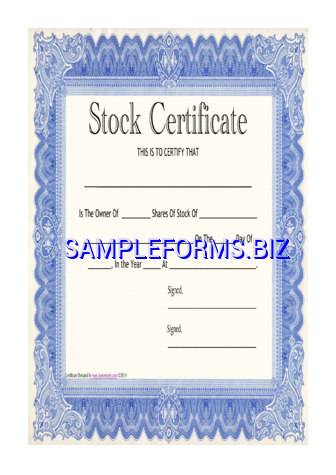 Stock Certificate Template 3 pdf free