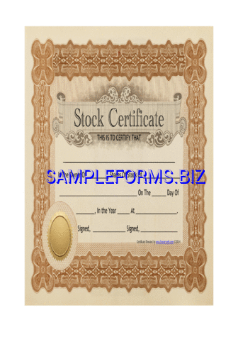 Stock Certificate Template 4 pdf free